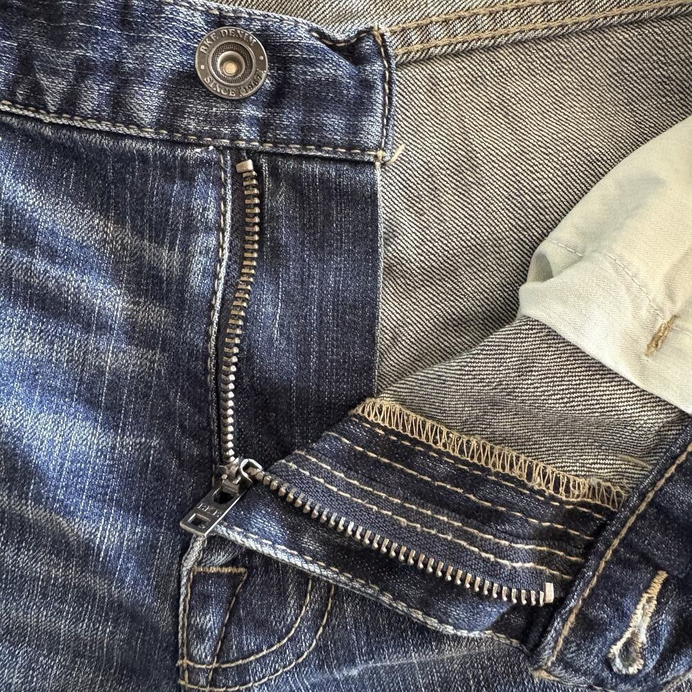 BKE Jeans Men 34L 34x34 Blue Nolan Straight Leg Distressed Whiskered Y2K Stretch - Picture 3 of 10